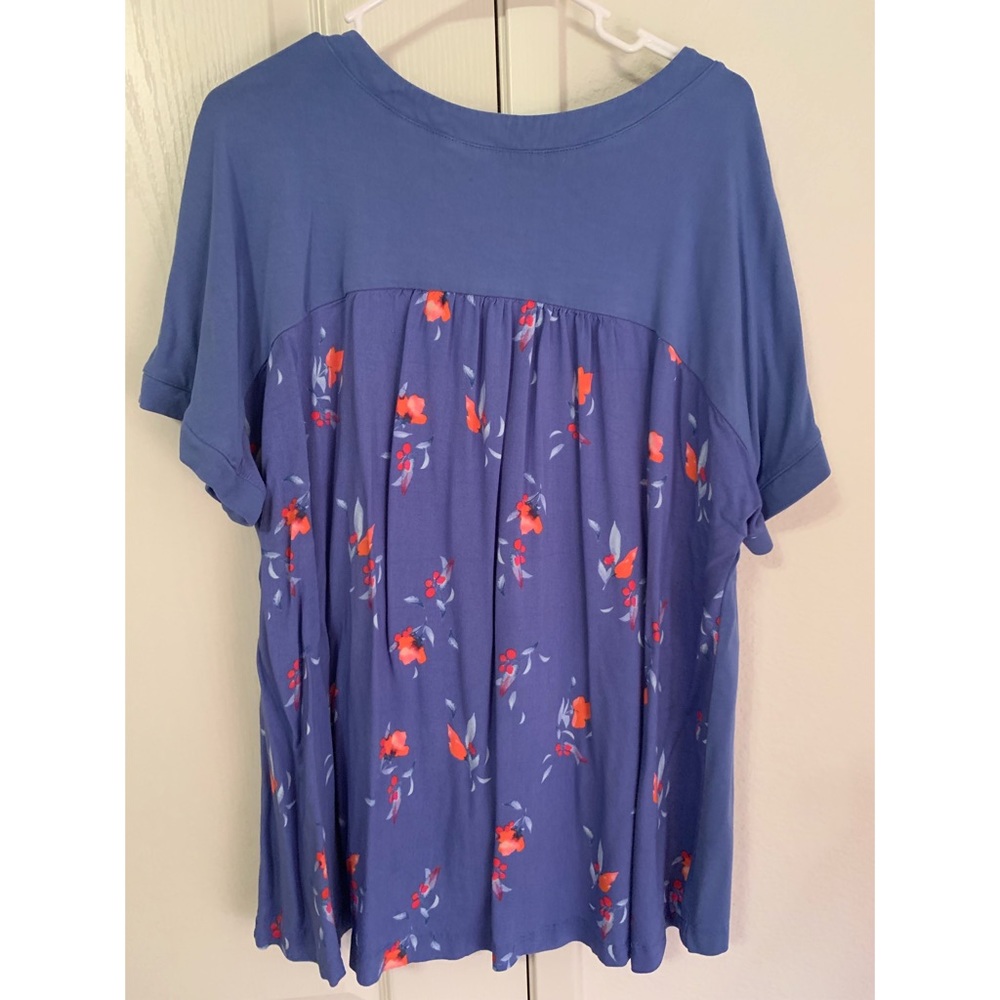 Ava & Viv blue and floral blouse